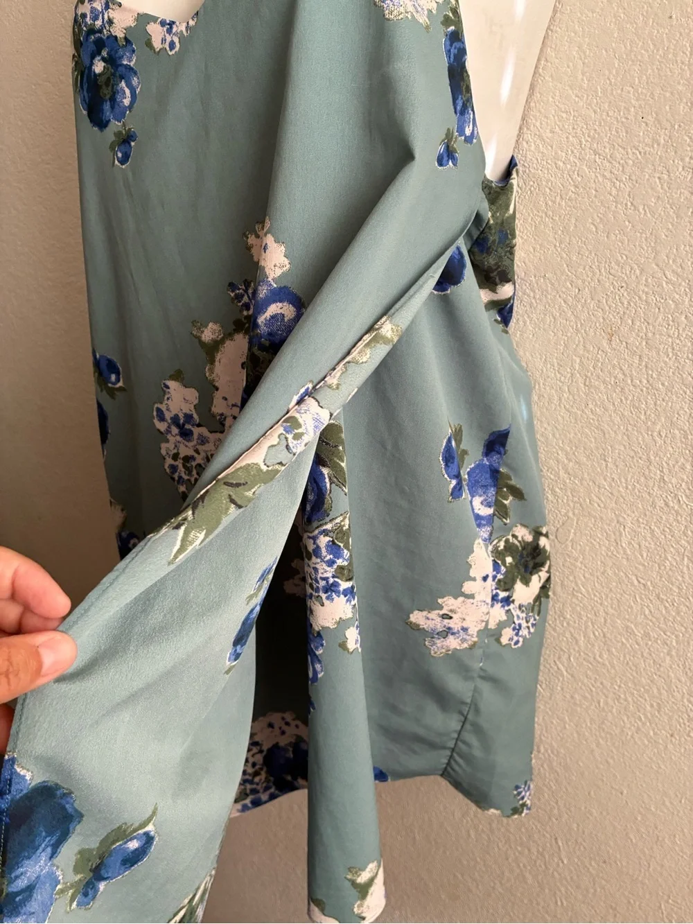Free People Intimately Cascades Floral Chiffon Mini Slip Dress Slate Blue L